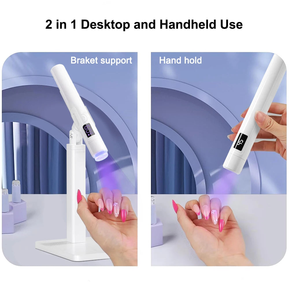 Mini UV LED Nail Dryer Lamp Cordless Foldable Curing Light for Nail Gel Polish Quick Dry Nail Art Manicure Tool for Home Salon