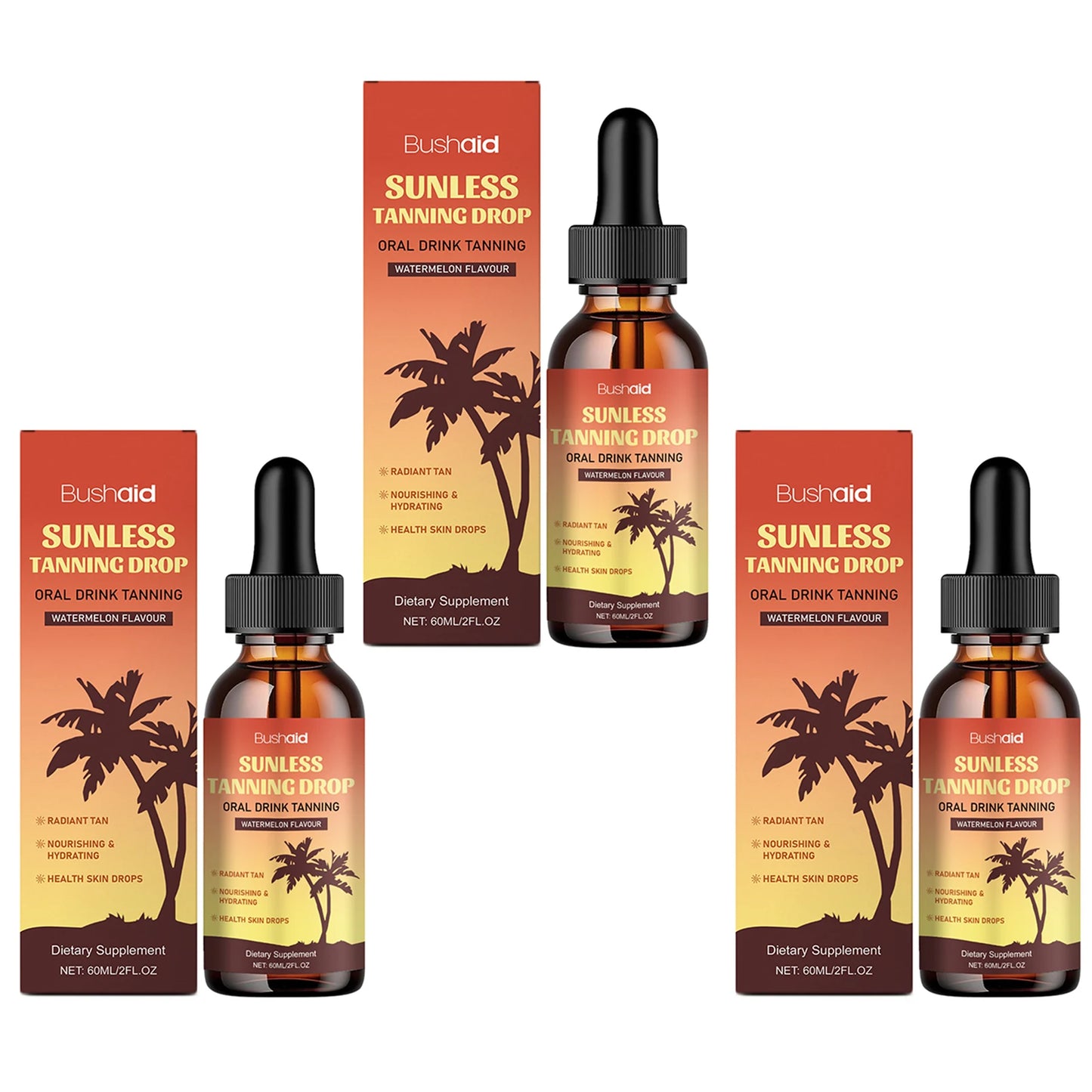 Oral Drinkable Sunless Tanning Drops Bronzer Natural Tanner Self-Tan Drinking Drops Nourishing Self Tanner for Sunless Fake-Tan