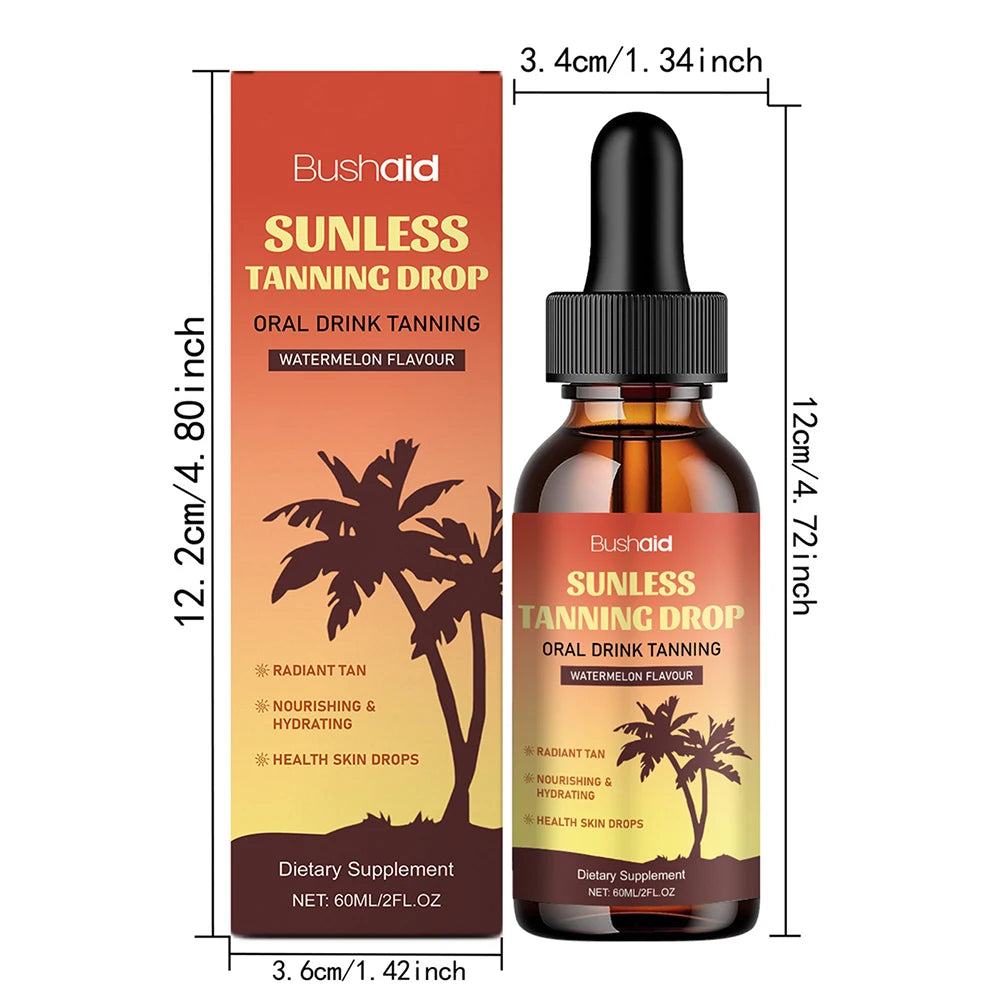 Oral Drinkable Sunless Tanning Drops Bronzer Natural Tanner Self-Tan Drinking Drops Nourishing Self Tanner for Sunless Fake-Tan