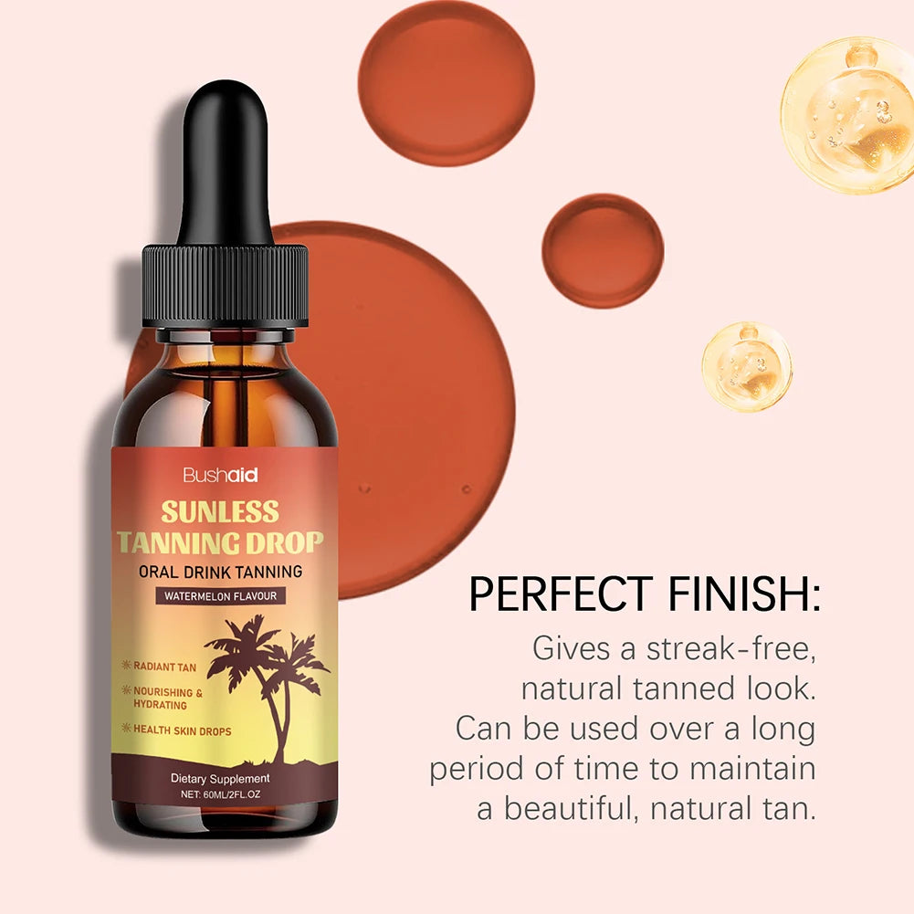 Oral Drinkable Sunless Tanning Drops Bronzer Natural Tanner Self-Tan Drinking Drops Nourishing Self Tanner for Sunless Fake-Tan