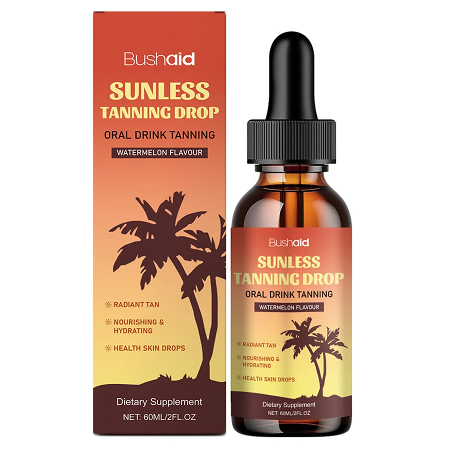 Oral Drinkable Sunless Tanning Drops Bronzer Natural Tanner Self-Tan Drinking Drops Nourishing Self Tanner for Sunless Fake-Tan